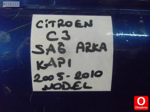 CİTROEN C3 SAĞ ARKA KAPI ORJİNAL ÇIKMA TEMİZ