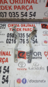 C-HR TAKIM KAPUT MENTEŞELERİ ORJİNAL ÇIKMA YEDEK PARÇA 2016