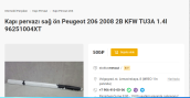 Oto Çıkma Parça / Kaporta & Karoser / Kapı Çıtası / Peugeot / 206 / Çıkma Parça 